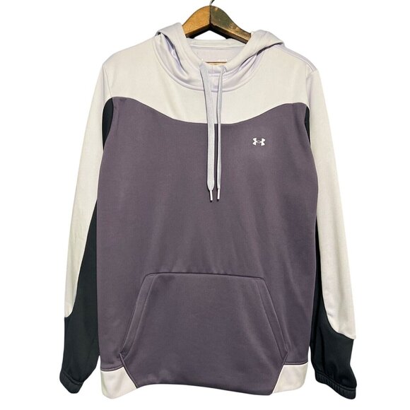 Under Armour Womens Loose Fit Colorblock Hoodie Large Light Purple & Dark Purple - Picture 1 of 7